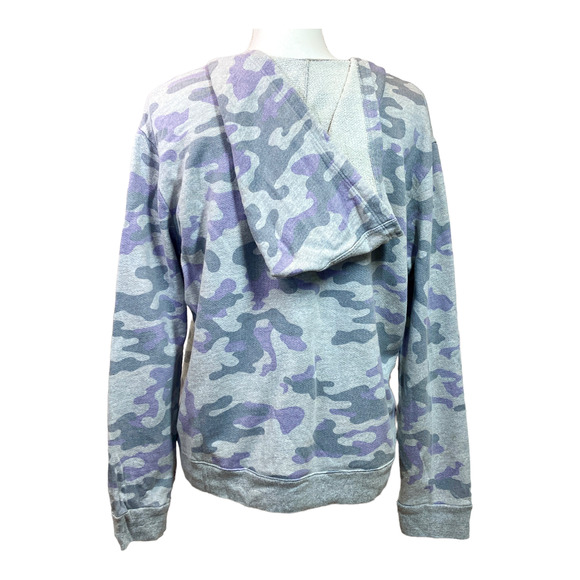 Sundry Camo Hoodie Size L (3 Sundry) Gray with Lace Up Neckline - Picture 5 of 9
